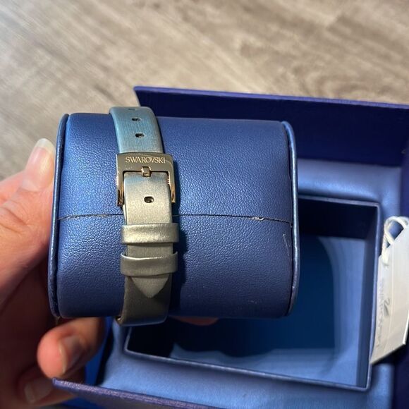 Swarovski Crystal Frost Grey Leather Strap Watch 5484067 - Picture 3 of 4